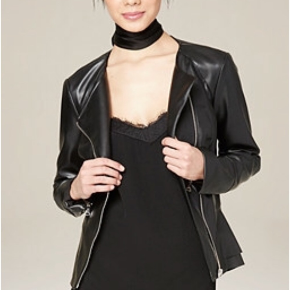 Bebe faux leather peplum jacket black xs